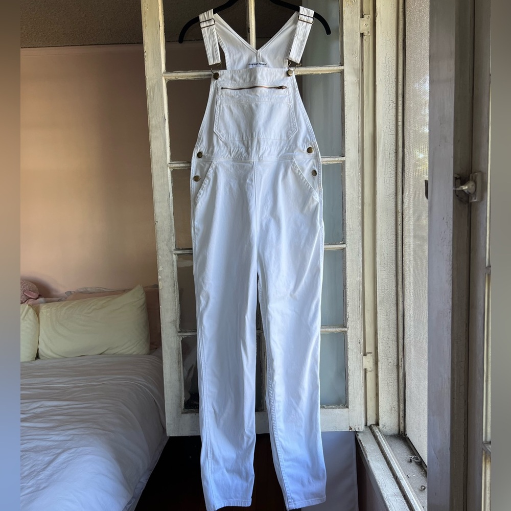 American Apparel Made In The USA White Cotton Denim Overalls